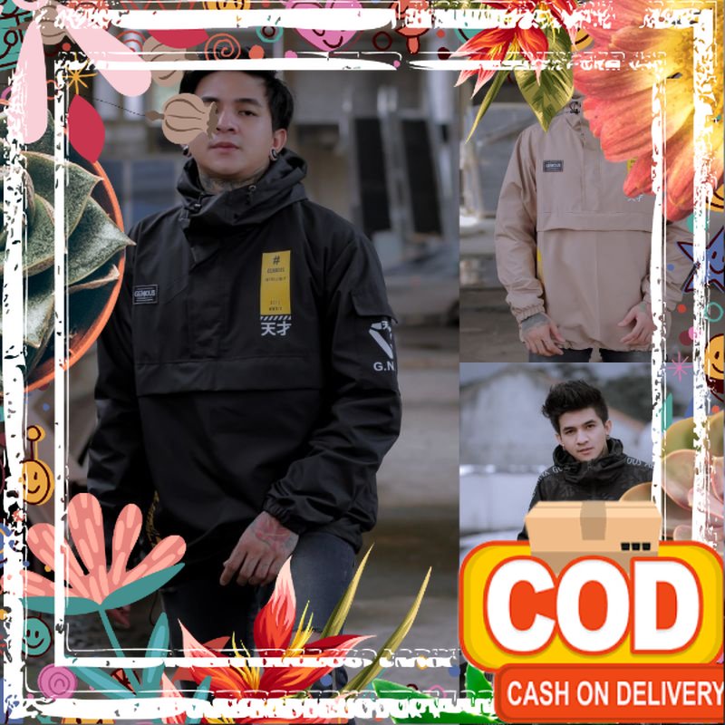 Jaket Pria Distro/Jaket Parasut Kantong depan/Jaket Cagoule Bandung GNIUS Terbaru Keren 2022 New Ite