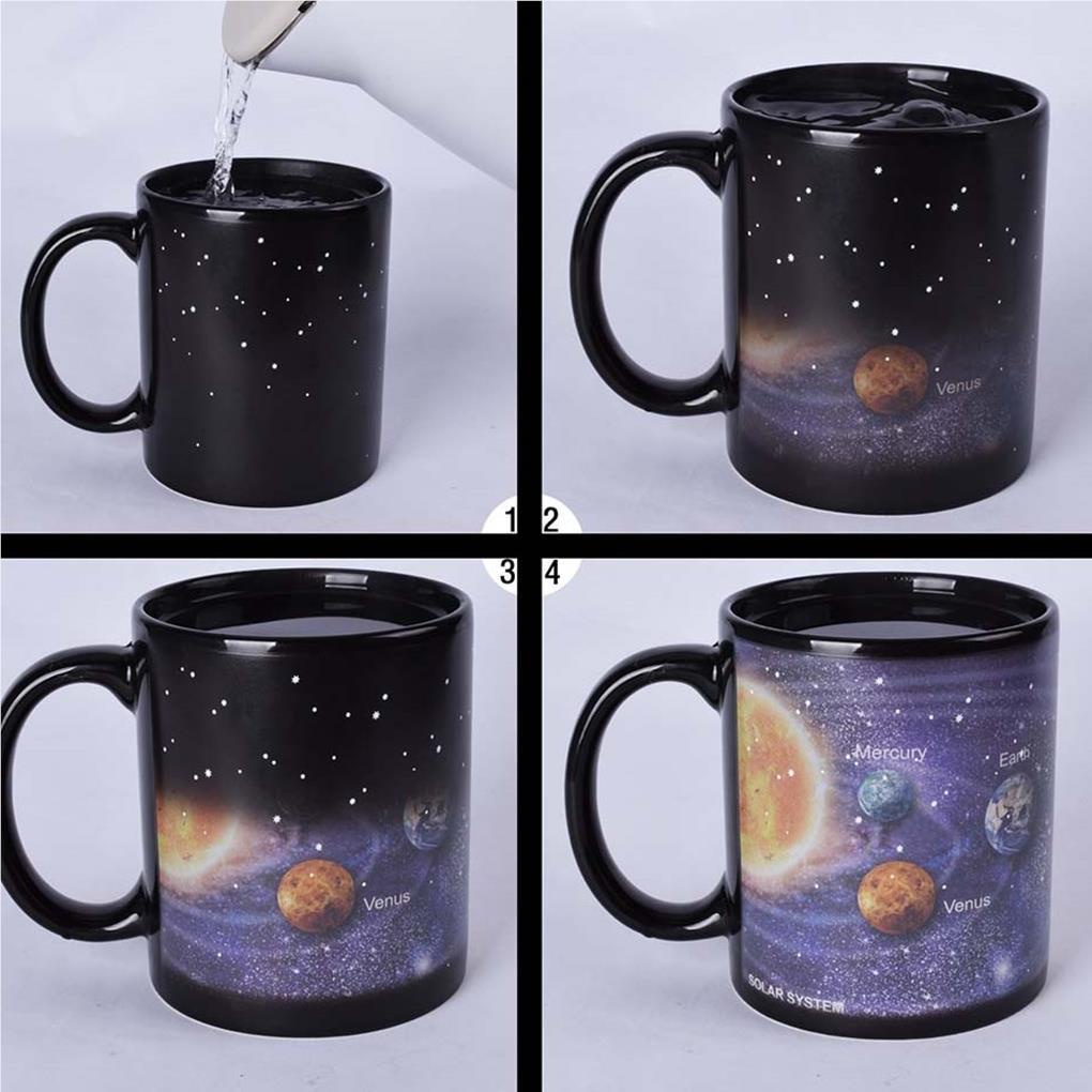 Starry Sky Mug Porcelain Berubah Warna The Solar System Mug Susu Kopi Mug Hadiah Ulang Tahun