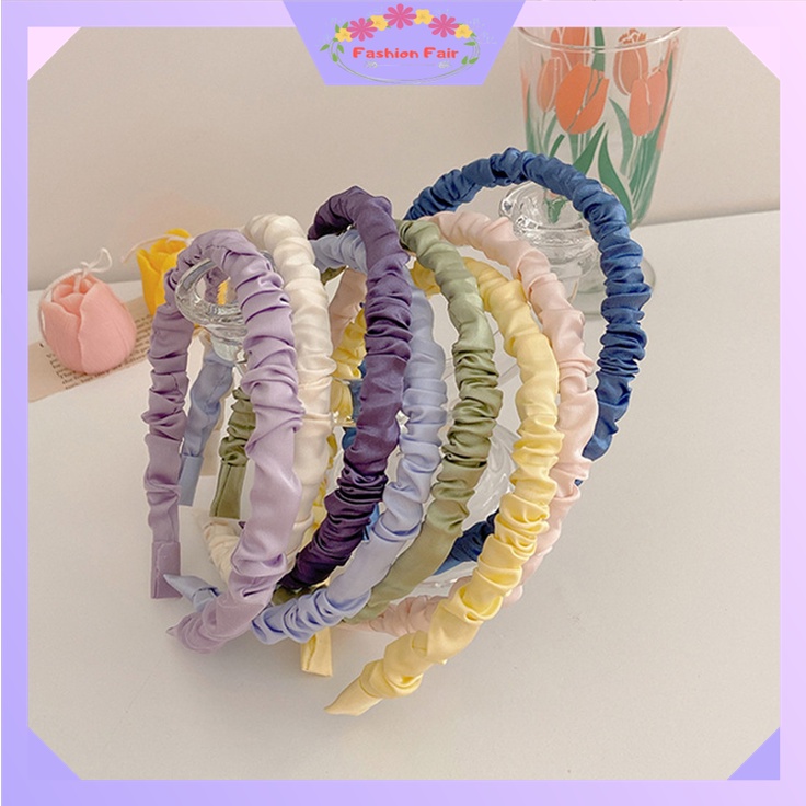 FASHION FAIR - D6154 Headband Satin Kerut / Bando Kerut Korea / Bando Scrunchie / Bandana Polos Wanita / Bando Wanita B814