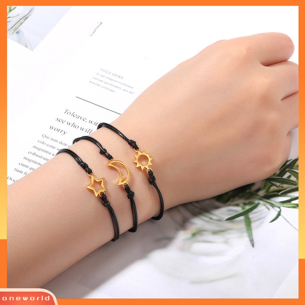 [EONE] 2/3/4pcs Women Bracelets Adjustable Hand Made Heart Decor Hias Braided Dekorasi Kepribadian Ibu Putri Jantung Gelang Hadiah Hari Ibu