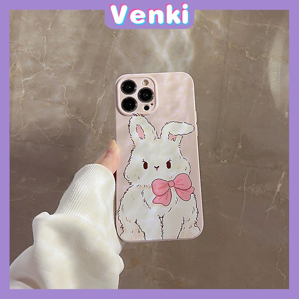 VENKI - For iPhone 11 iPhone Case Cream Glossy Soft Case TPU Shockproof Camera Cover Protection Cute Bunny Compatible with iPhone 14 13 Pro max 12 Pro Max xr xs max 7Plus 8Plus