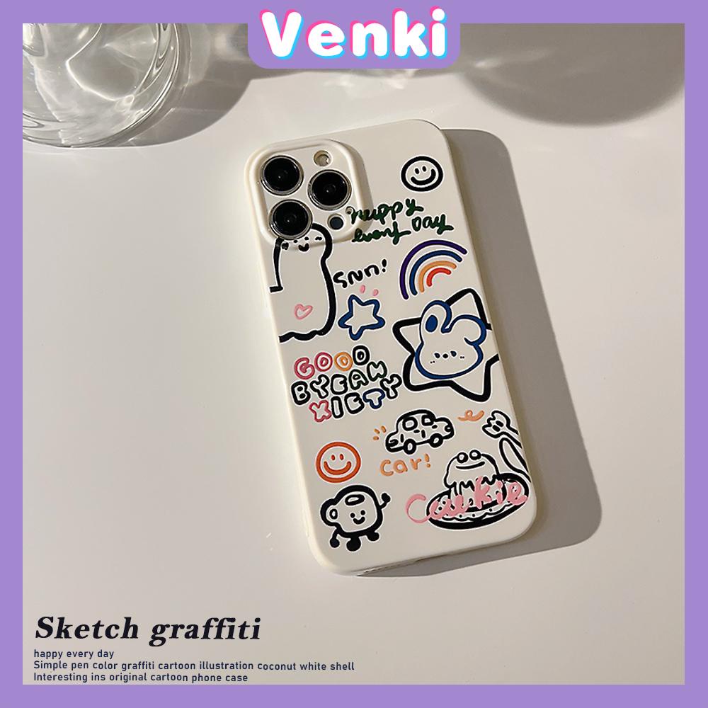 VENKI - For iPhone 11 iPhone Case White Glossy Film TPU Soft Case Shockproof Phase Cover Protective Cartoon Alphabet Compatible with iPhone 14 13 Pro max 12 Pro Max xr xs max 7 8