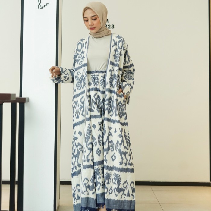 Gamis Long Outer Etnik Tenun Ikat Dakara Indonesia