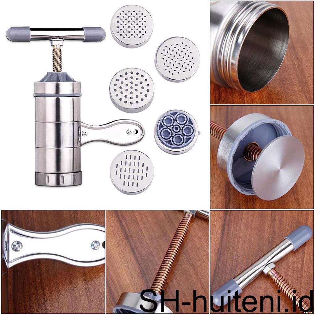 Alat Pembuat Mie Manual Stainless Steel Dengan 5cetakan Berbeda Mesin Pembuat Pasta Rumah Tangga