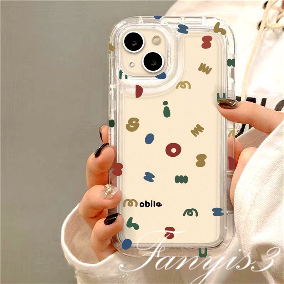 Compatible For IPhone 14 13 12 11 Pro Max X XR Xs Max 8 7 Plus SE 2020 Kompatibel Untuk Ins Huruf Inggris Sabun Ponsel Case Bening TPU Soft Cover