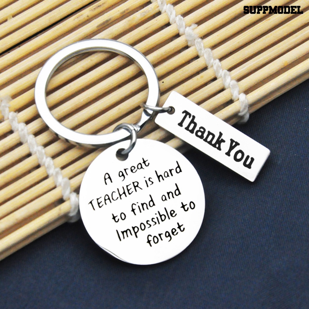 [SM Otomatis] Gantungan Kunci Kit Fadeless Pengerjaan Halus Stainless Steel Dua Sisi Cermin Poles Liontin Keyring Untuk Hari Guru