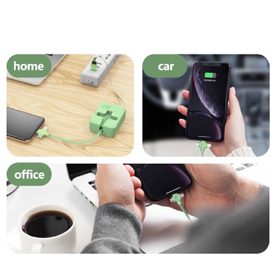 Scalable Three In One Fast Charging Cable with Mobile Phone Holder Cocok Untuk IPhone Android Type-C Kabel Data Portable Lazy Person Holder Kombinasi Kabel Data