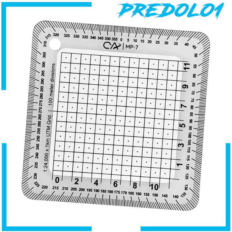 [Predolo1] Pocket Grid Busur Derajat Maptool Transparan Untuk Travelling Membaca Outdoor