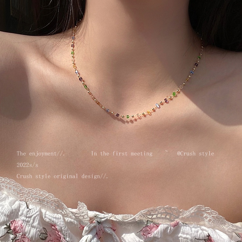 Fashion Rainbow Beads Kalung Untuk Wanita Elegan Warna-Warni Kalung Perhiasan Aksesoris