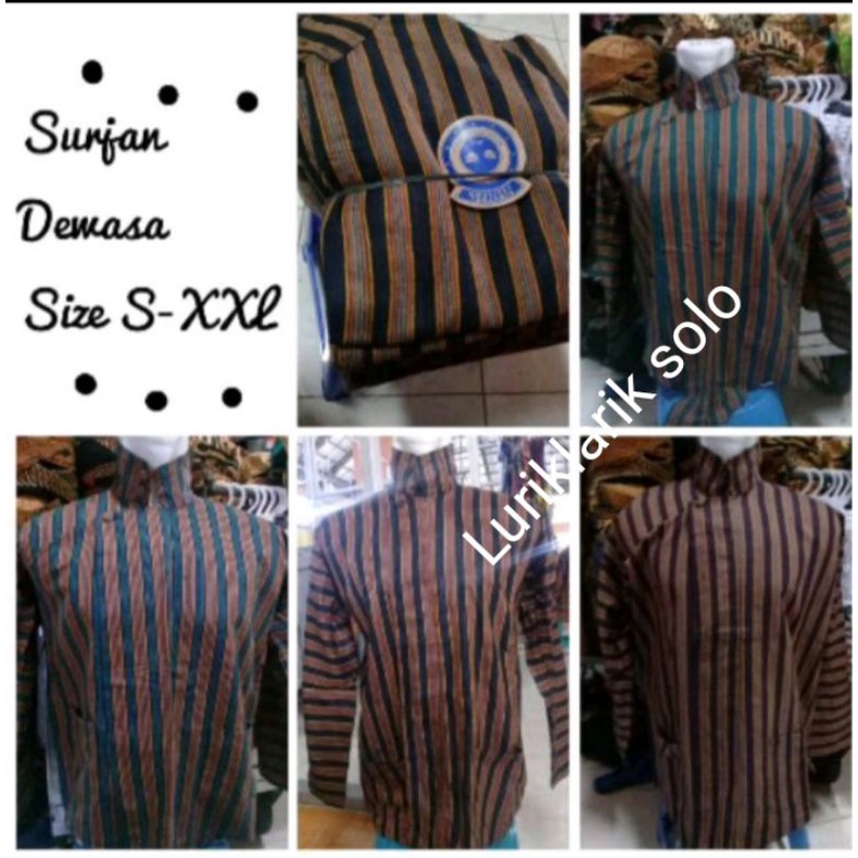 Lurik [ Luriklarik ] Surjan Lurik Dewasa Baju Adat Jawa Solo Jogja Tenun Klaten Sorjan Lorek  Tradis