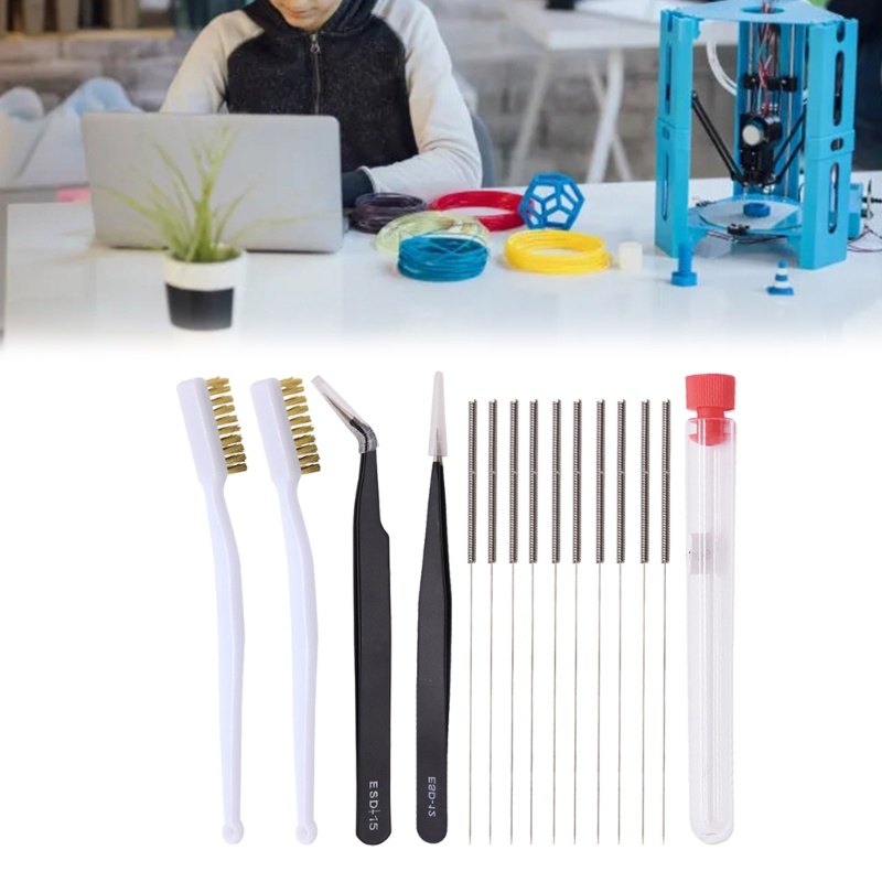 Vivi 15pcs Cleaning Kit Nozzle Printer 3d0 Pinset Pembersih Nozzle 2-0 4mm