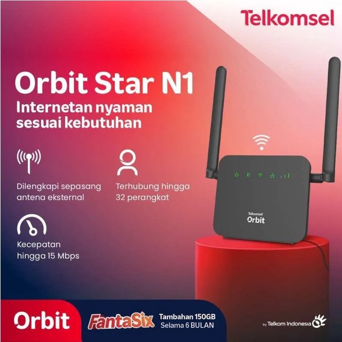 TELKOMSEL ORBIT STAR N1 MODEM WIFI 4G HIGH SPEED FREE TELKOMSEL 150GB