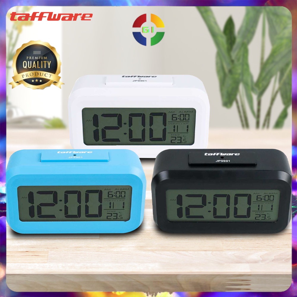 Jam LCD Digital Clock with Alarm White