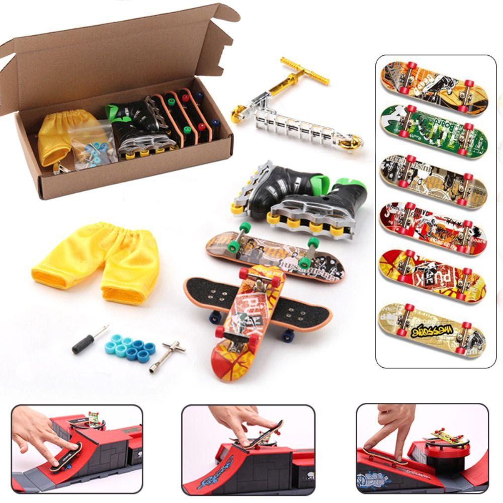 Lanfy Set Skuter Jari Mini Dengan Roda Hadiah Anak Mainan Surfing Tabletop Toys Trick Training Props Fingerboard Mainan Model Skateboard