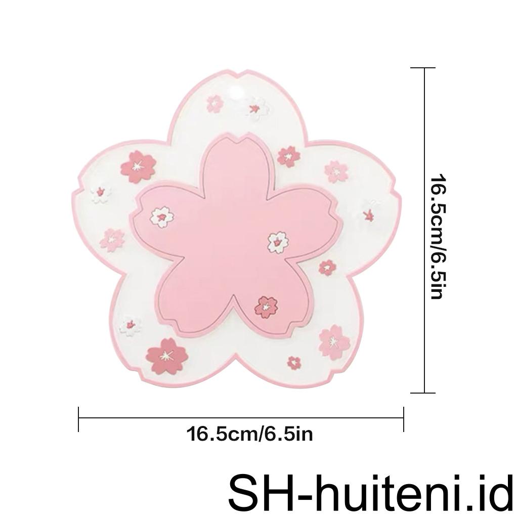 Cup Pad PVC Flower Teacup Holder Mat Anti Slip Minuman Tahan Panas Tatakan Meja