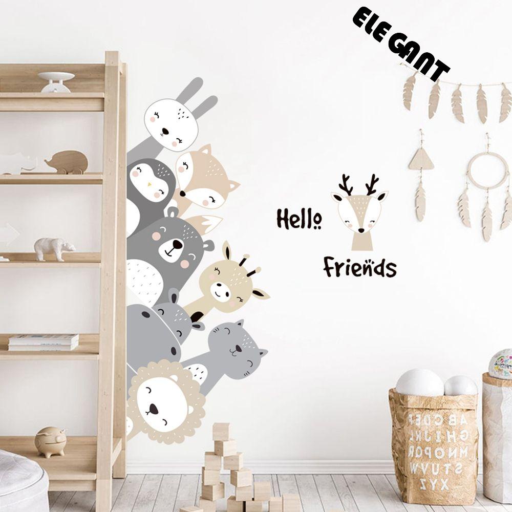 [Elegan] Stiker Dinding DIY Hippo Friends Animal Stickers Art Dekorasi Rumah Untuk Kamar Anak Nursery