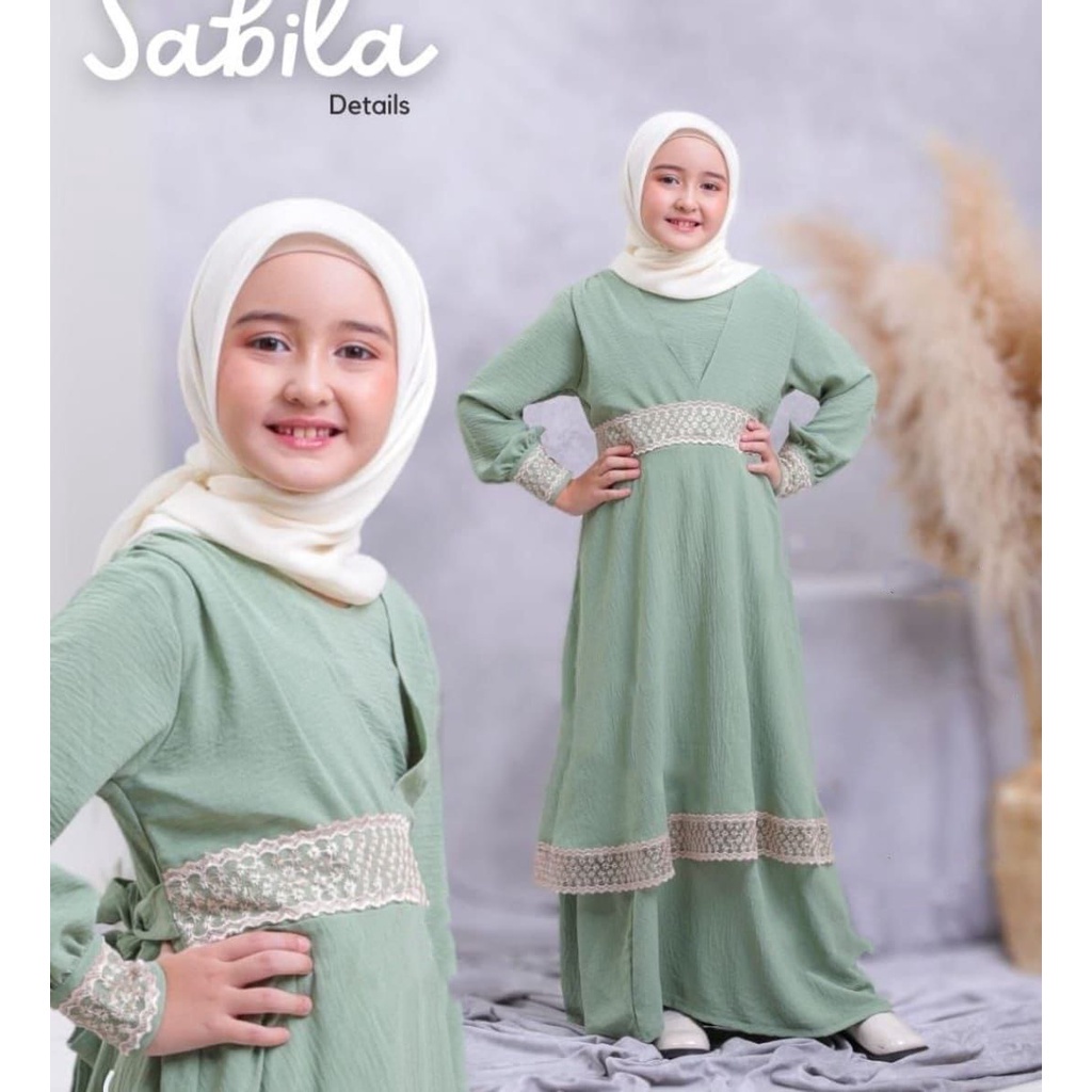 Sabila Kids Gamis Anak Perempuan Renda Tile Bintang Premium