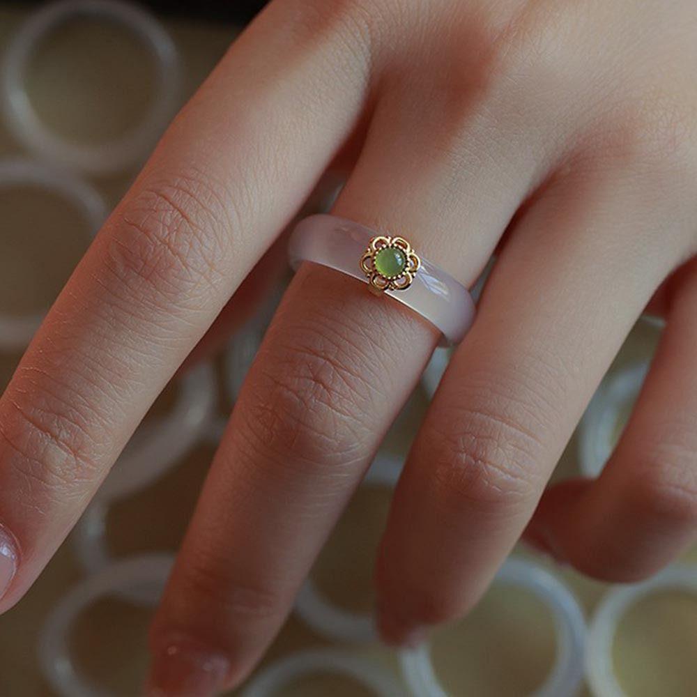 Mxbeauty Chalsedon Jari Cincin Kepribadian Baru Trendi Awan Bertatahkan Niche Desain Hadiah Hari Valentine Gaya Cina Cincin