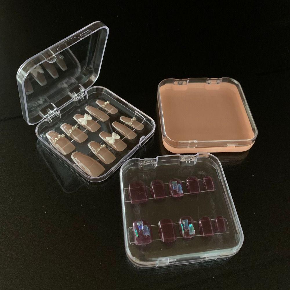 Mxbeauty Kotak Display Kuku Mini Travel Transparan Square Fillet Nail Ornaments Box