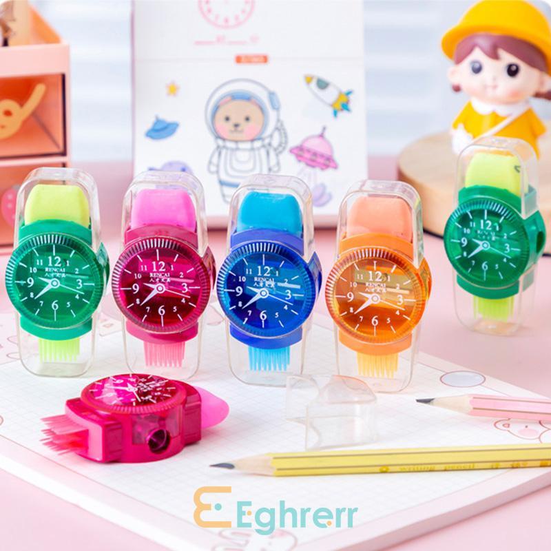 

✨EG-Kuas Rautan Pensil Gaya Jam Tangan Kreatif Kombinasi Rautan Pensil Karet Tiga-dalam-Satu-Eghrerr