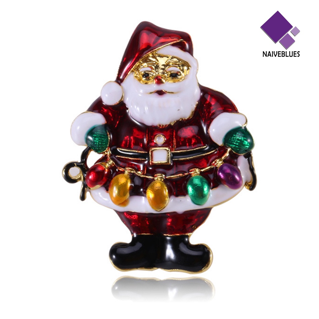 &lt; Naiveblues &gt; Bros Natal Multicolor Meriah Gambar Kartun Shiny Hias Enamel Claus Breastpin Hadiah Fashion