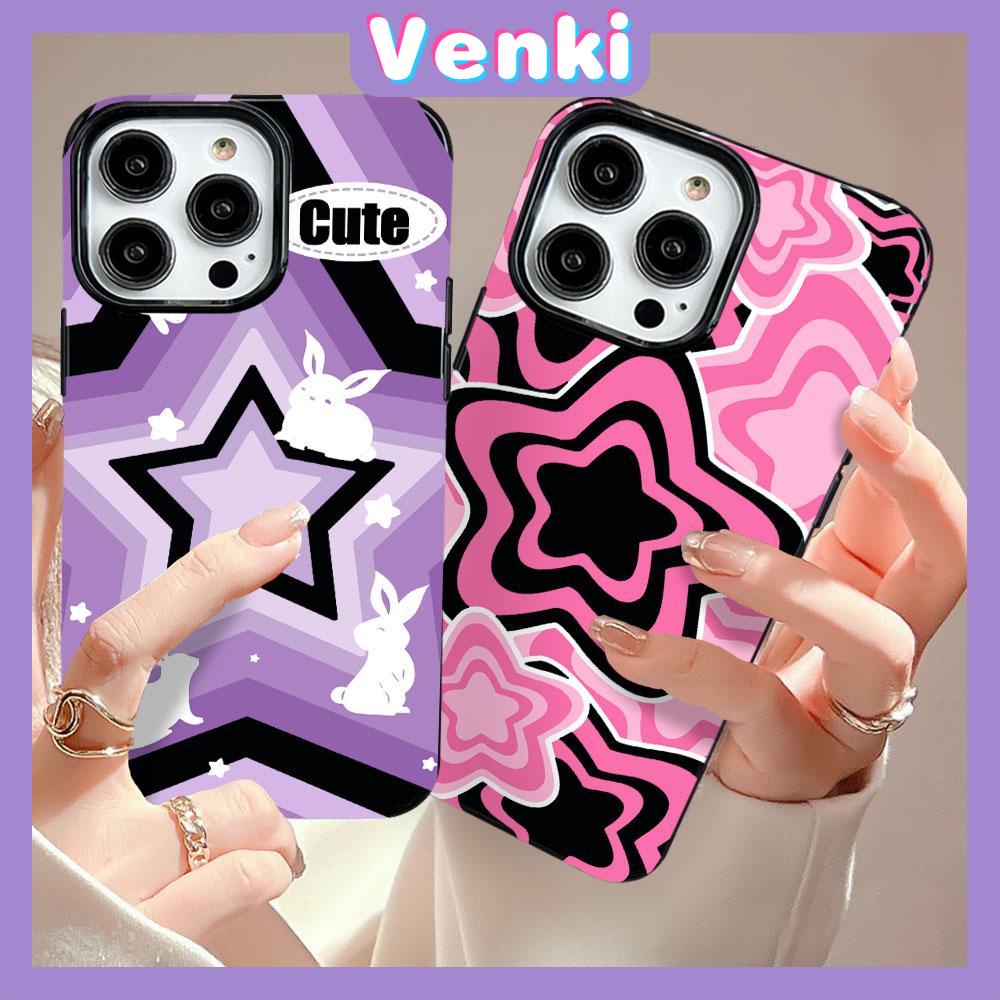 VENKI - For iPhone 11 iPhone Case Black Glossy TPU Soft Case Shockproof Protection Camera Cool Purple Pink Stars Compatible with iPhone 14 13 Pro max 12 Pro Max xr xs max 7 8Plus