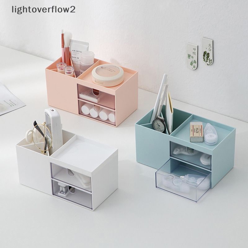 [lightoverflow2] Desktop Drawer Storage Box Novel Kapasitas Besar Desktop Aksesoris al Organizer Box Serba Serbi Kotak Penyimpanan Kosmetik [ID]