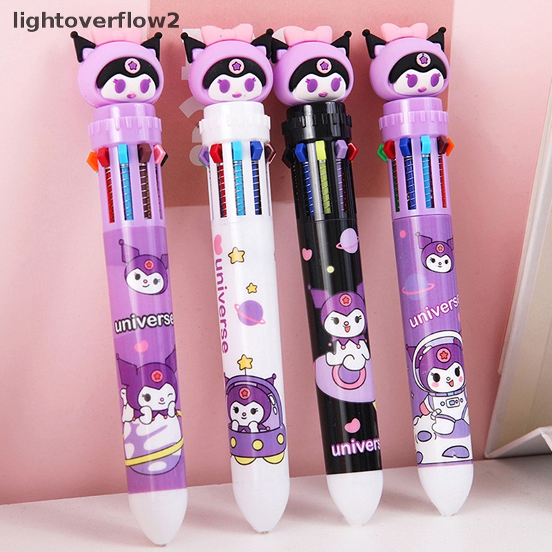 [lightoverflow2] Lucu Kartun Kuromi 10warna Ball Pen Kawaii 0.7Mm Multi Color Pen Siswa Wrig Alat Pena Anak Alat Tulis Hadiah [ID]