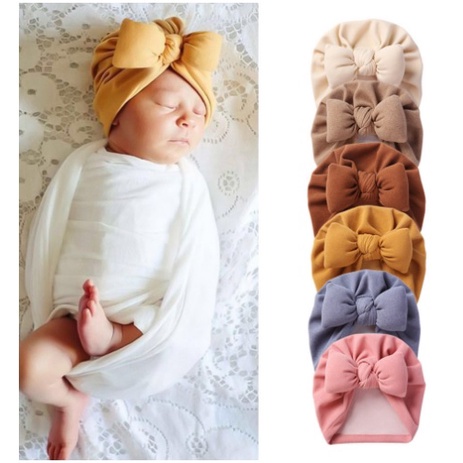 (pimenova) Turban Anak Bayi Pita Polos 0-3 tahun - Bandana Bayi Perempuan - Ciput Bayi pita big