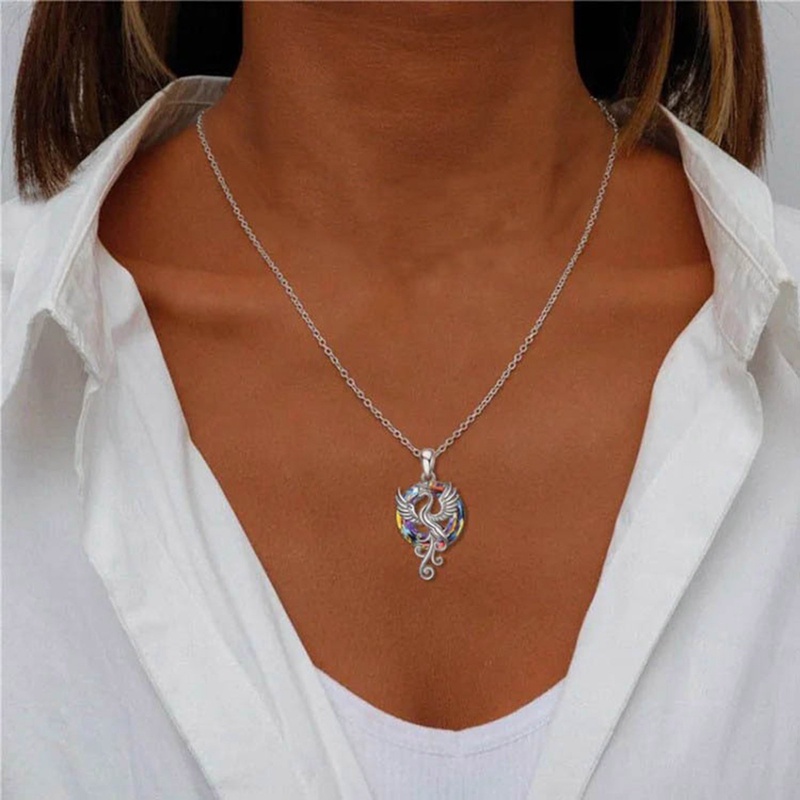 Dainty Phoenix Bird Kalung Untuk Wanita Kristal Halus Mitologi Phoenix Liontin Kalung Perhiasan Pertunangan