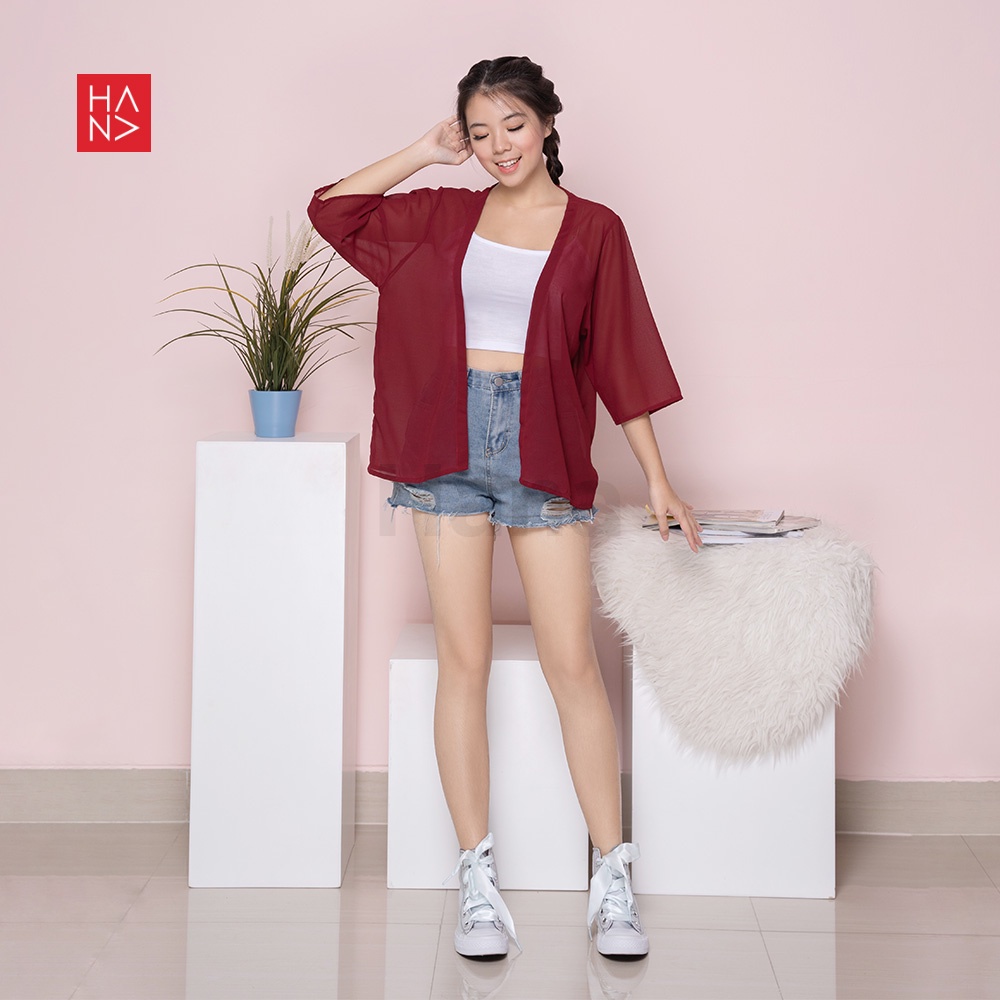 Hana Fashion - Lucia Basic Casual Cardigan Outer Kimono Simple Wanita -  SB136