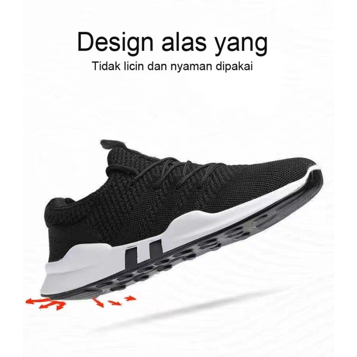 (COD) Leedoo Sepatu Sneakers Pria Import Running Shoes Young Lifestyle EE01 - Hitam, 43