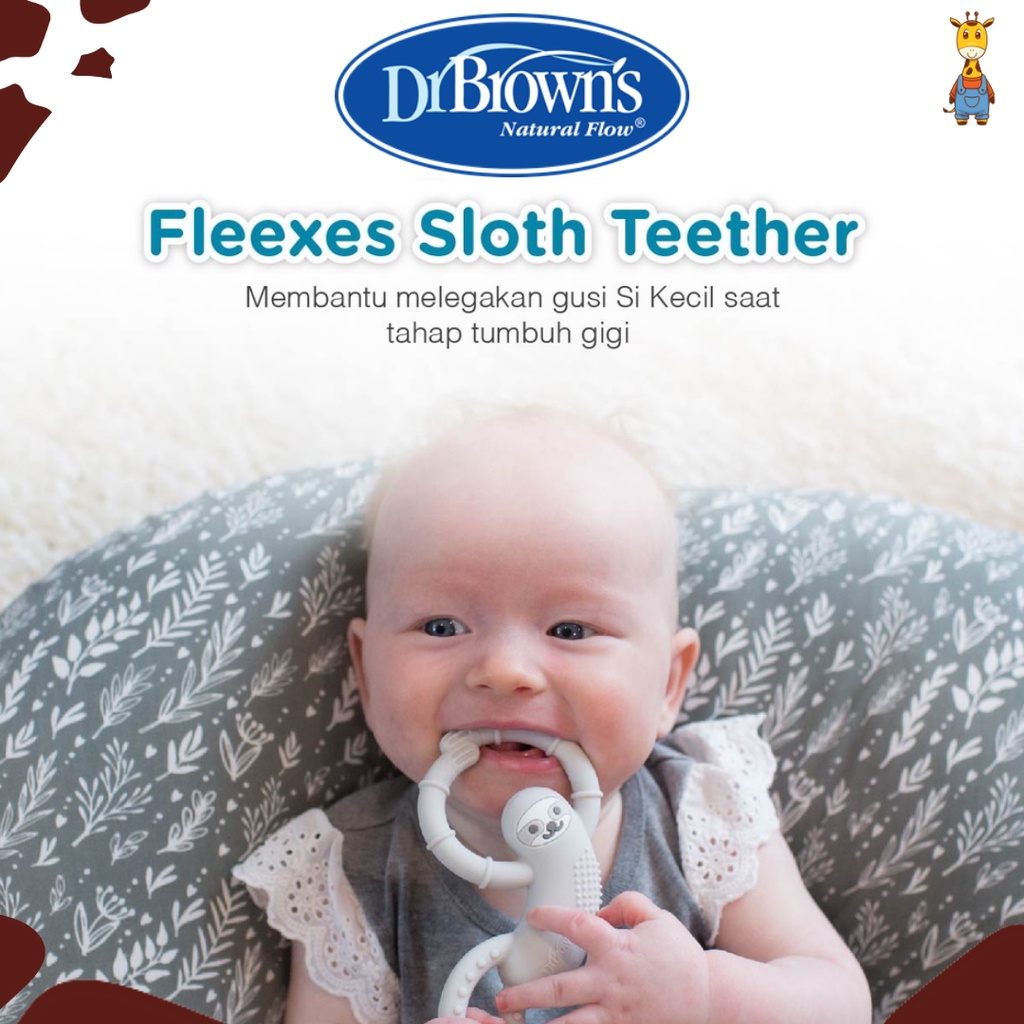 Dr. Brown's Sloth Long Limbed Silicone Teether - Gigitan Bayi - Mainan Gigitan Bayi