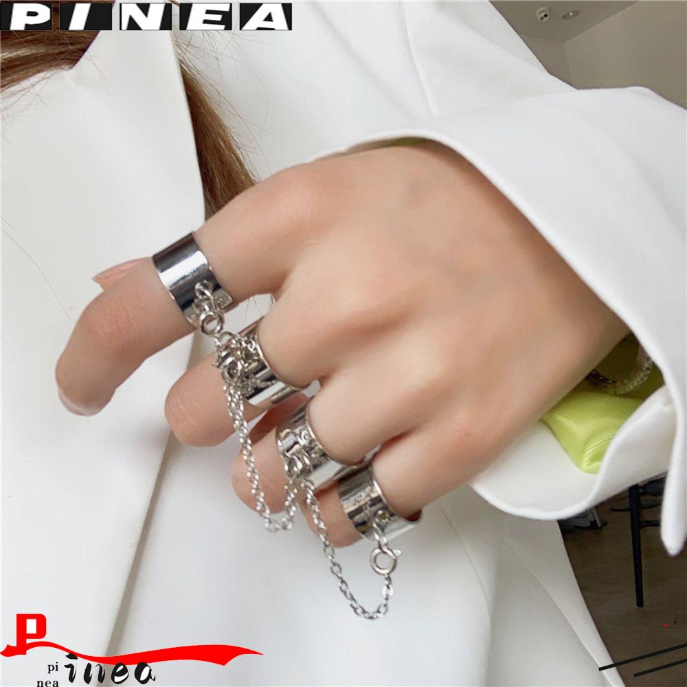 Nanas Punk Perhiasan Keren Cincin Jari Terbuka Set Man Rings Multi-layer