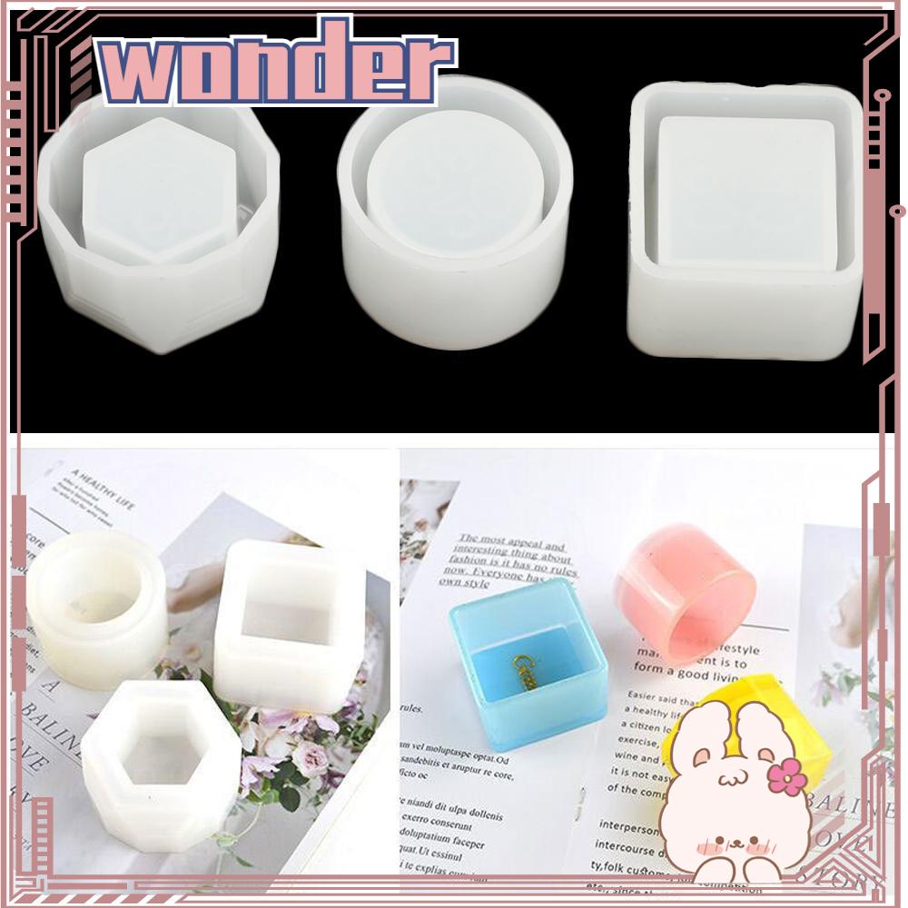 Wonder 3pcs/set Cetakan Nampan Resin Kristal Dekorasi Rumah Alat Membuat Perhiasan Hexagon Cup Resin Kerajinan Pot Bunga Sukulen