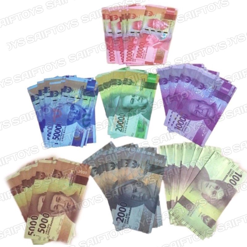 ISI 100 LEMBAR LEBIH Mainan Anak Uang Kertas / Mainan Anak Uang Palsu / Mainan Uang Palsu Mahar Souv