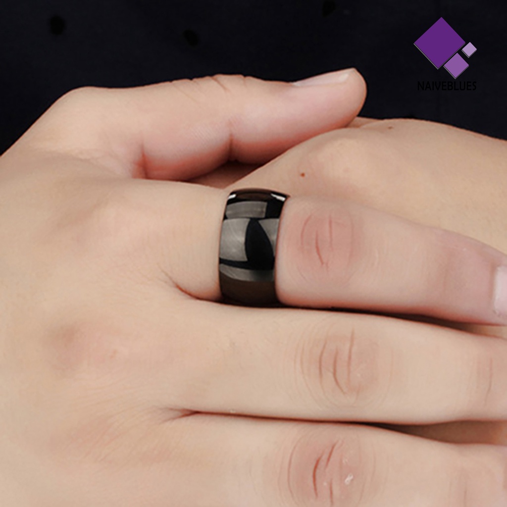 &lt; Naiveblues &gt; Cincin Band Baja Titanium Ringkas Pria Wanita Perhiasan Pertunangan Pernikahan