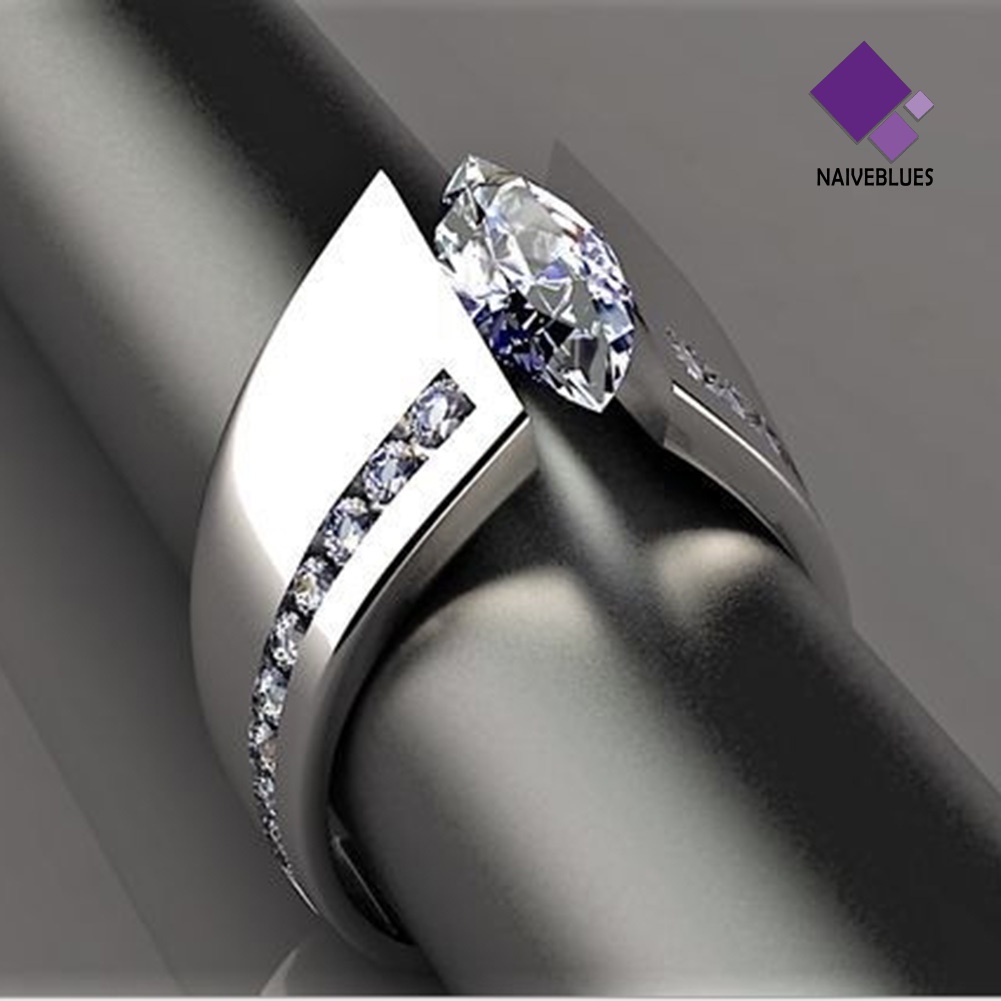 &lt; Naiveblues &gt; Fashion Wanita Marquise Cut Cubic Zirconia Geometris Cincin Hadiah Pernikahan