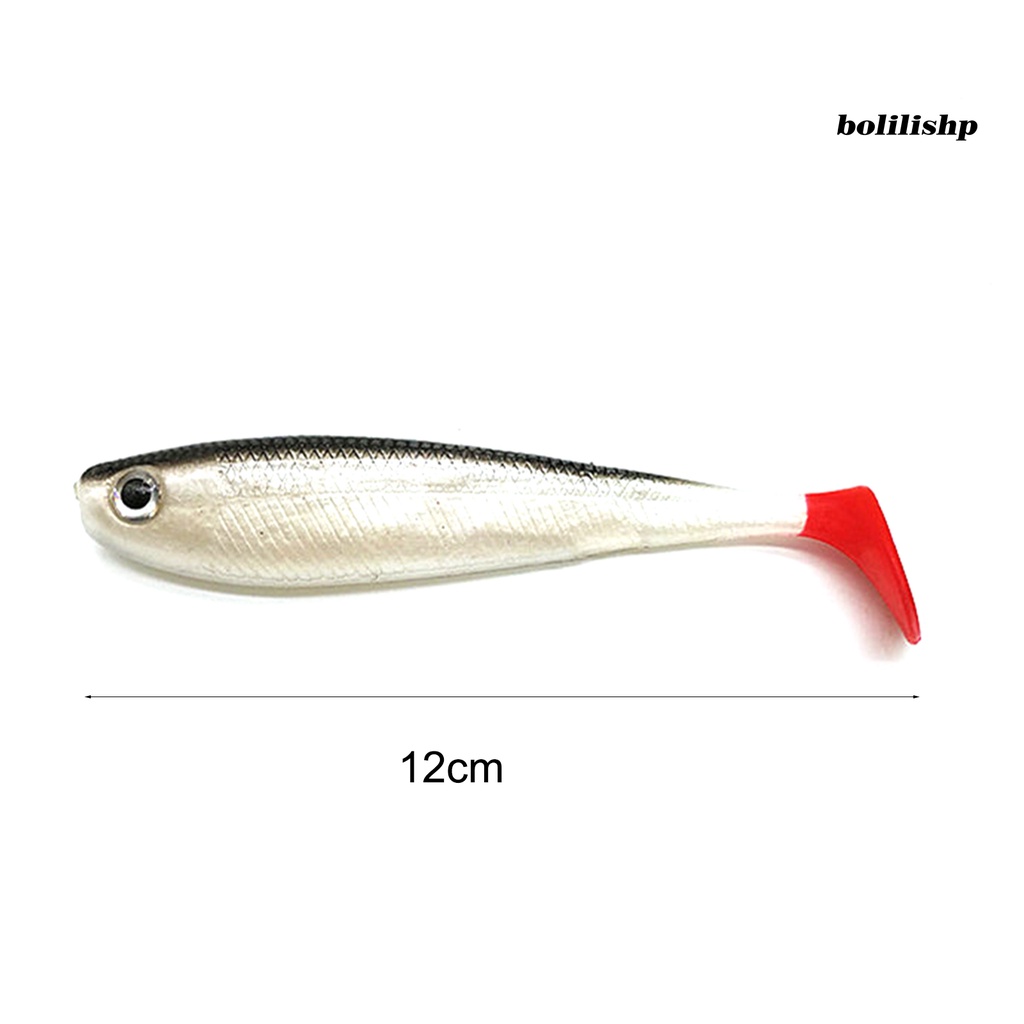 Bo-12cm/12g Umpan Pancing Ketangguhan Bagus Warna Cerah Mata 3D Pelangi Gigit Ikan Lembut Ekor Dayung Swimbait Untuk Air Tawar