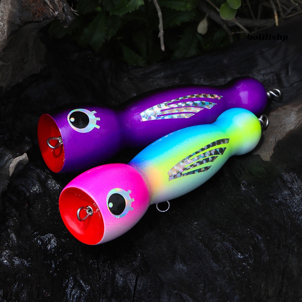 Bo-17cm/115g Umpan Pancing Kayu Kait Tajam Warna-Warni Lukisan Perahu Laut Dalam Memancing Gelombang Besar Mendaki Palsu Popper Umpan Untuk Offshore