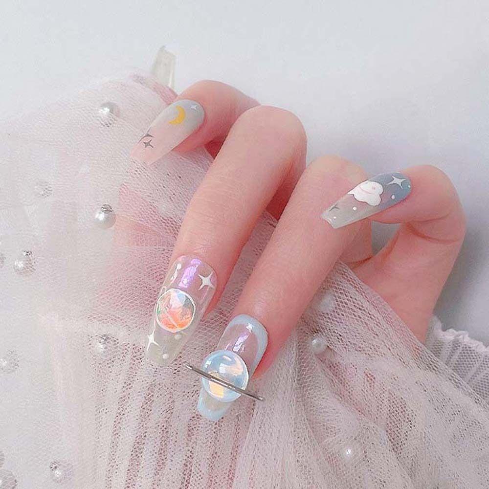 Mxbeauty Planet Nail Rhinestones 5 Pcs Warna-Warni Cosmic Saturn Sky Color Jepang Nail Art Alloy 3D Nail Art Drills