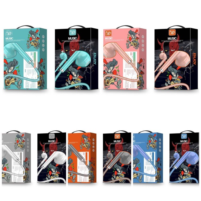 Headset Kabel Macaron U68/U74/U78/U80/U84/U87 3.5mm Super Bass Jernih Stereo Earphone with Mic