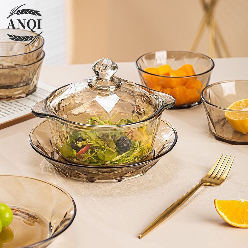 ANQI 1888 Tutup Berlian Glass Pot / Panci Kaca Transparant