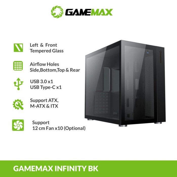 Casing GameMax Infinity Black ATX PC Case