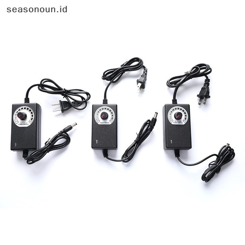 Seasonoun AC/DC 100-220V Ke DC 1-24V 3-12V 2A Adaptor Daya Dapat Disesuaikan Tegangan Diatur.