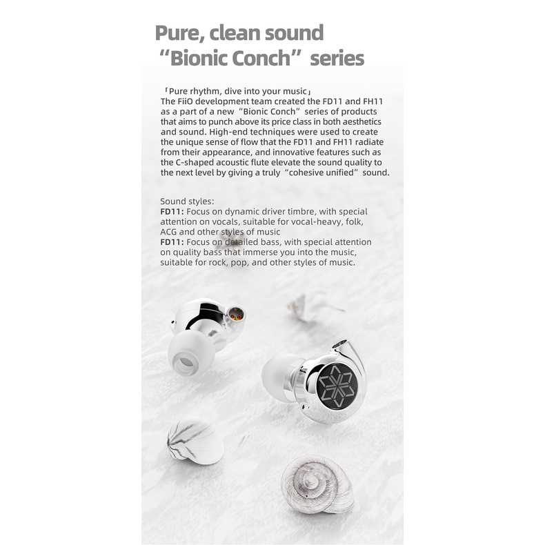 Earphone FiiO FD11 Kinerja Tinggi Deep lows Dynamic Driver IEMs Earbuds Dengan Kabel 0.78mm Dilepas