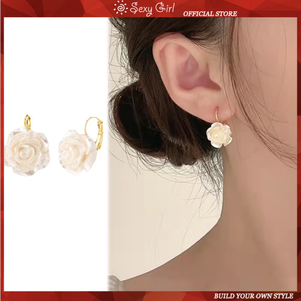 Korea Selatan High-end Menyentuh Yujishan Camellia Telinga Gesper Cahaya Gaya Mewah Anting Serbaguna Perhiasan Gadis Seksi