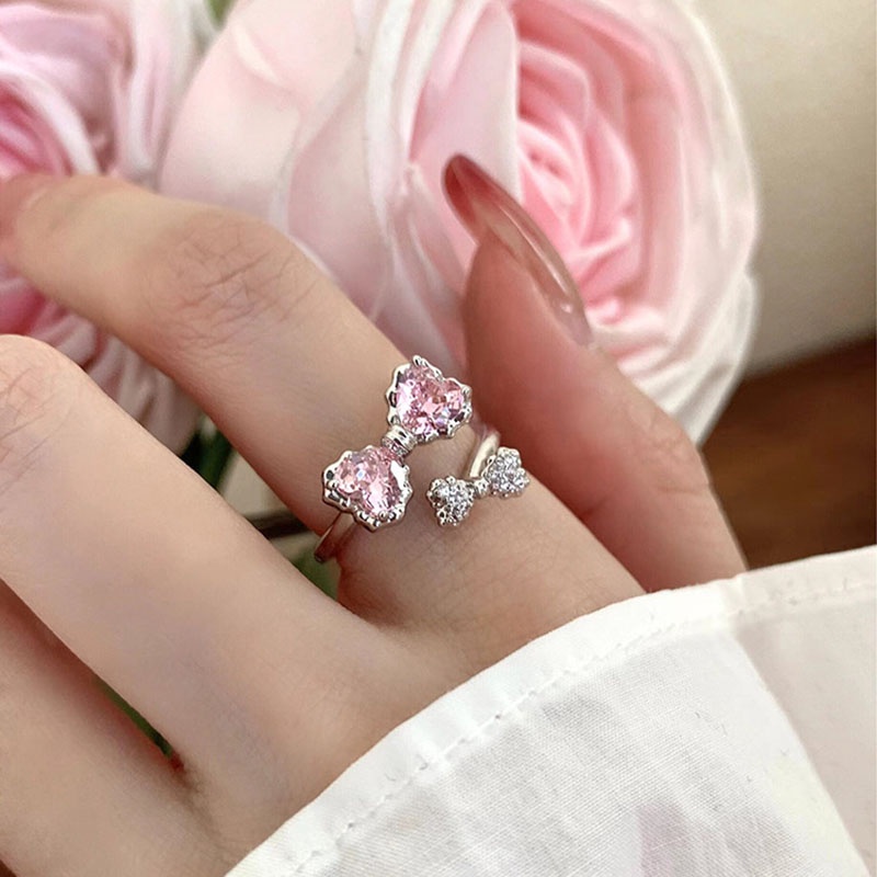 Cincin Fashion Alloy Zircon Ikatan Simpul Pembukaan Geometris Untuk Wanita