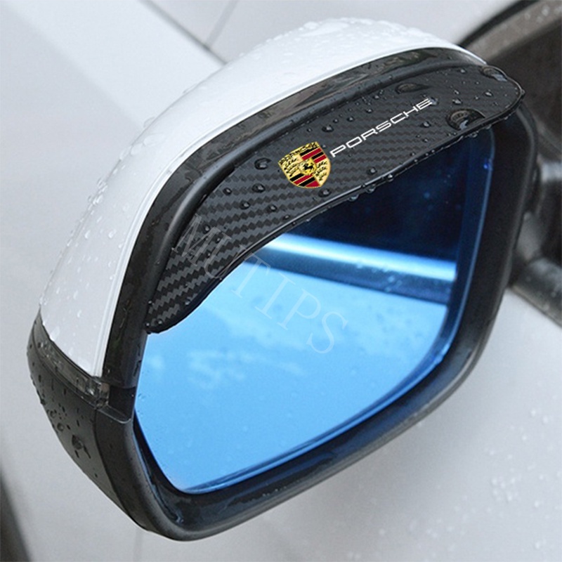 Porsche 2Pcs Spion Mobil Serat Karbon Visor Hujan Pelindung Alis Cover Stiker Untuk Macan Panamera Rawit911 718 Taycan