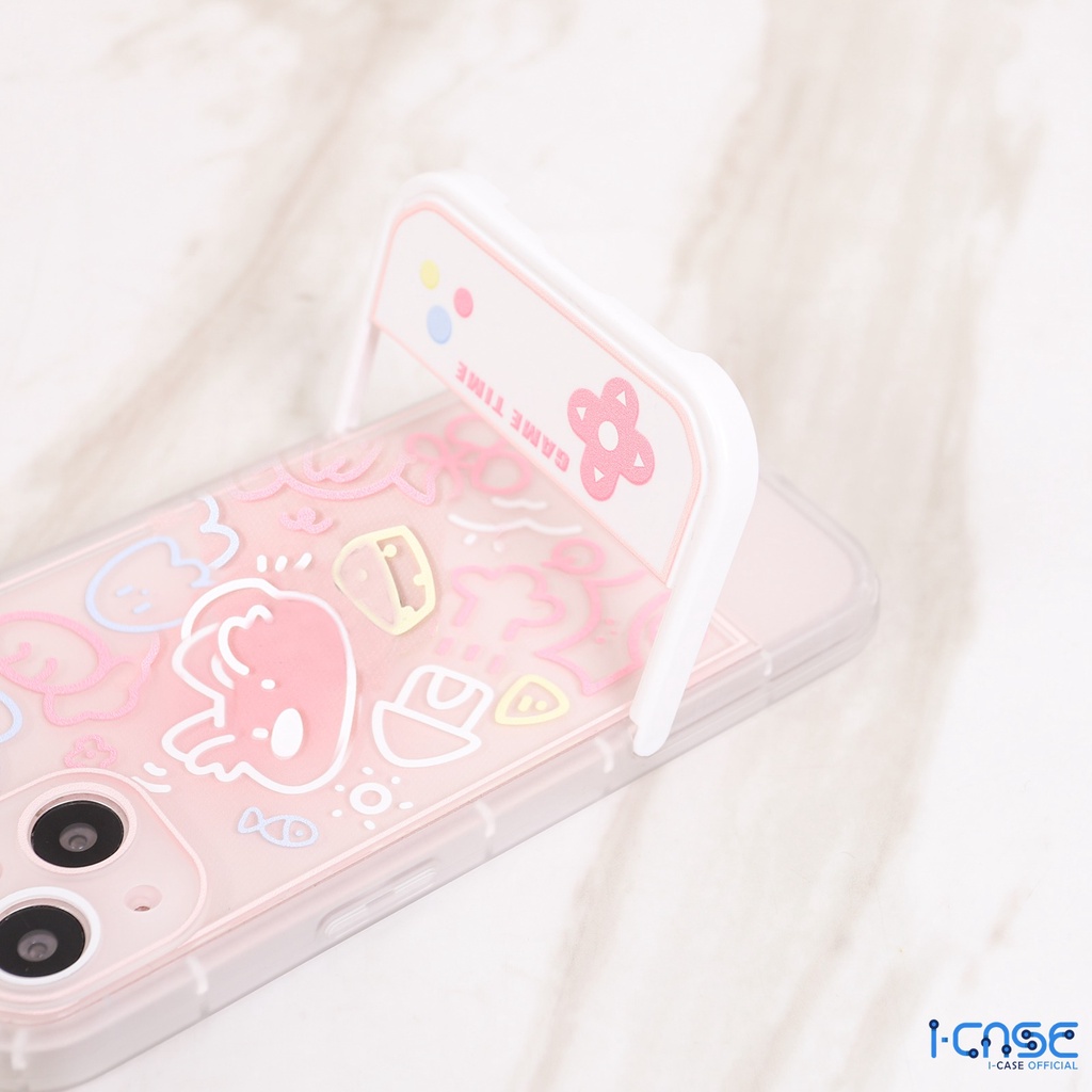 Soft Case Pinky Cartoon Game with Stand Holder Full Lenscover for iPhone 7 8 SE 7+ 8+ X XR XS 11 12 13 PRO MAX